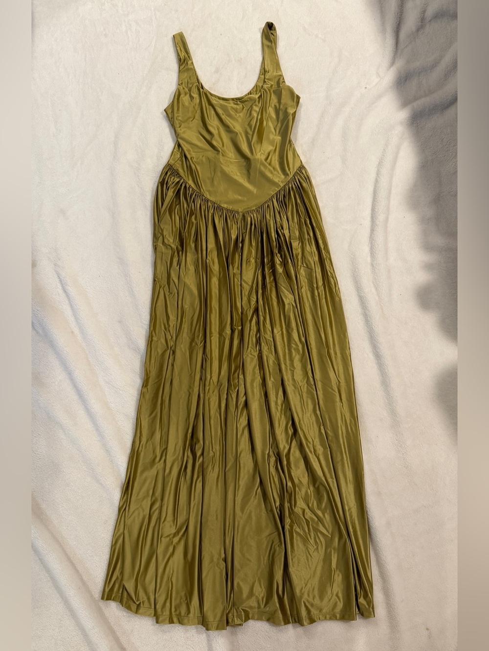 Delfi Collective Olive Green Maxi Dress - Sleek Scoop Neck